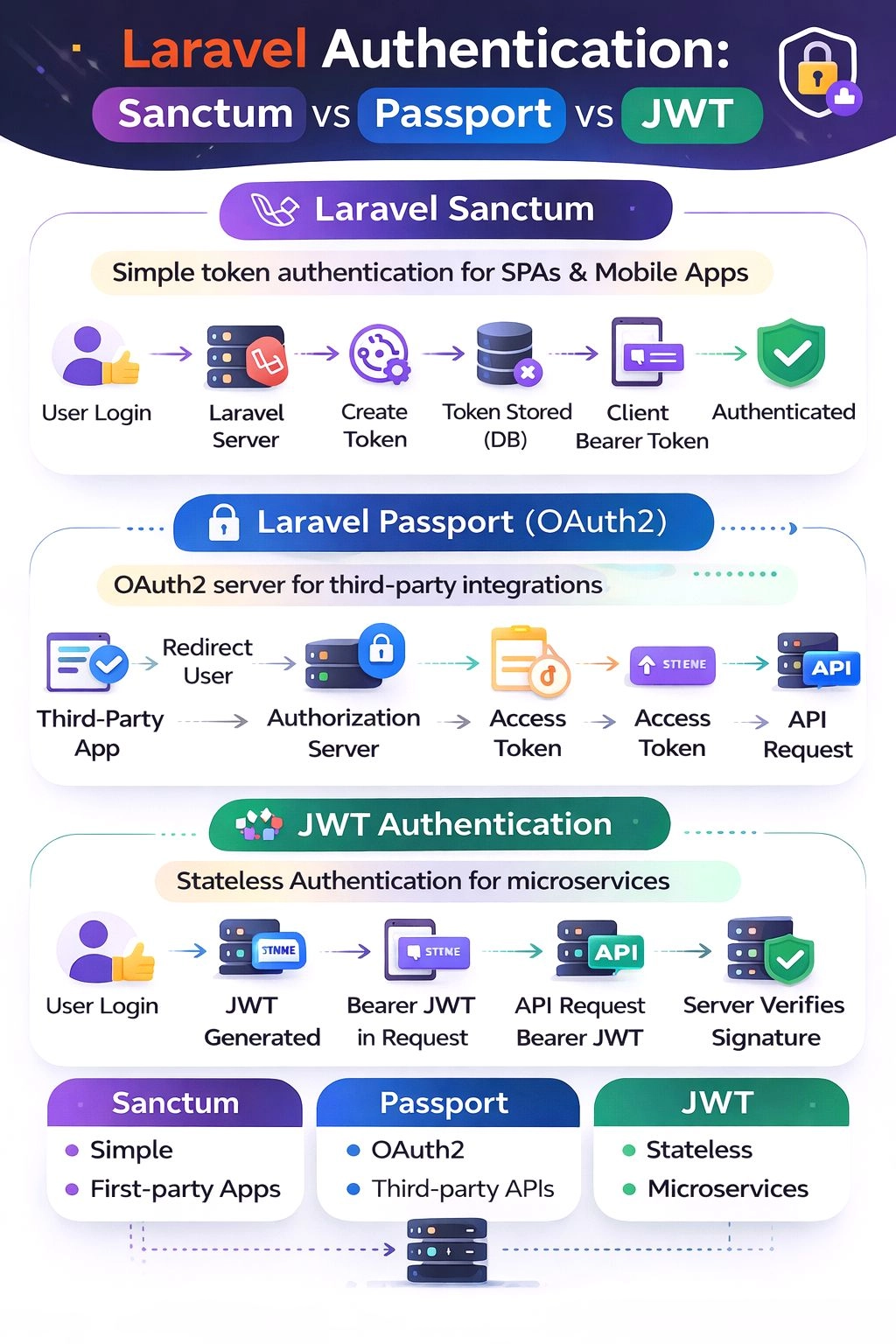 Sanctum vs Passport vs JWT